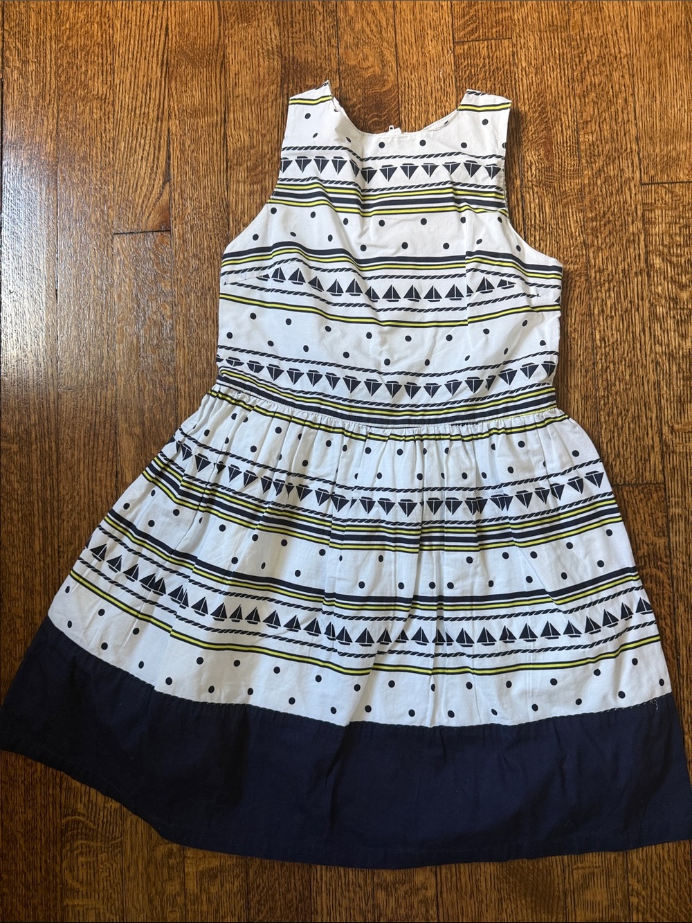 Nautica White, Navy & Yellow Patterned Cotton Sundress